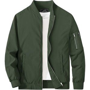 Men's Bomber Jacket with Pockets Lightweight Softshell Casual Outwear
